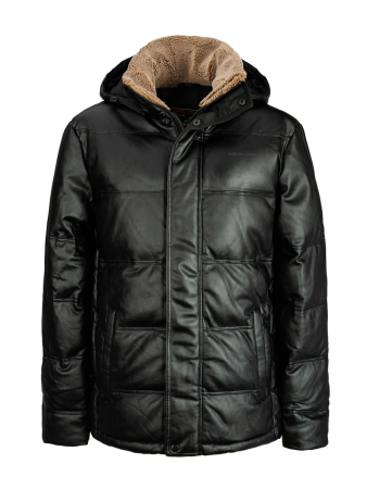Куртка зимняя мужская Merlion Jackie экокожа (черный)
